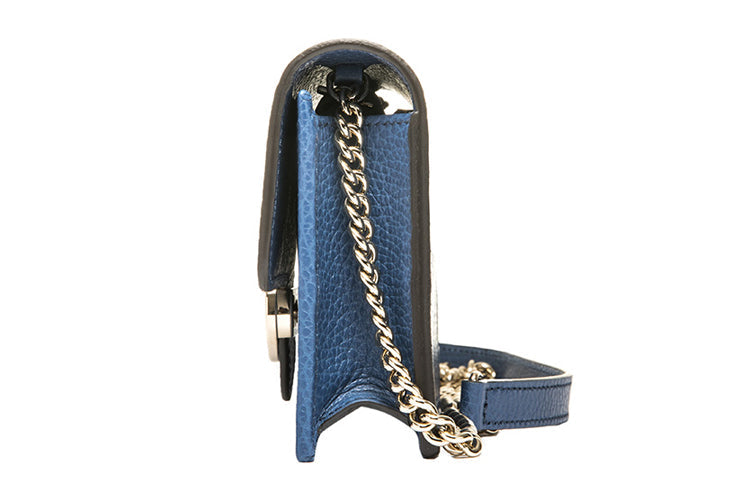 (WMNS) GUCCI Logo Double G Leather WOC Chain Shoulder Messenger Bag Blue Classic 510314-CAO0G-4231 - Shoulder Bags