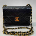 Chanel Classic Flap Shoulder Bag, Black Lambskin, Mini - Crossbody