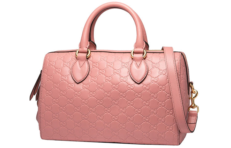 (WMNS) GUCCI Logo Embossing Leather Boston handbag Pink Classic 453573-DMT1G-5812 - Handbag