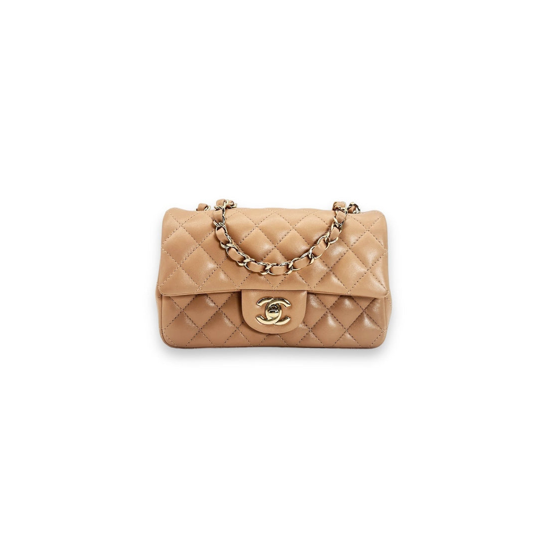 Chanel Quilted Light Beige Lambskin Mini Classic Rectangular Flap Bag - Handbags, Wallets & Cases