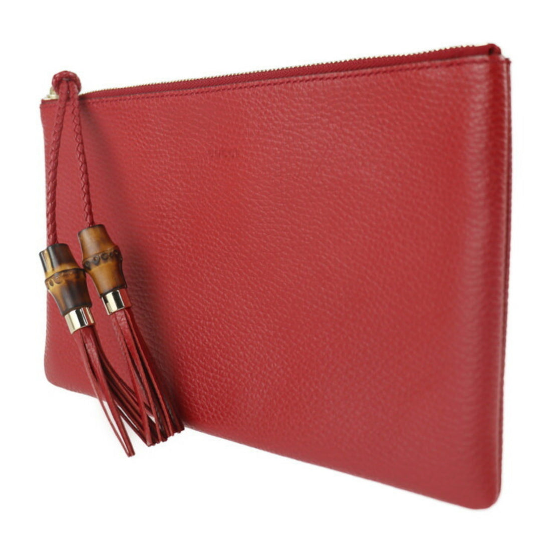 Gucci Bamboo Clutch Bag 449652 Leather Red Tassel Second - Gucci