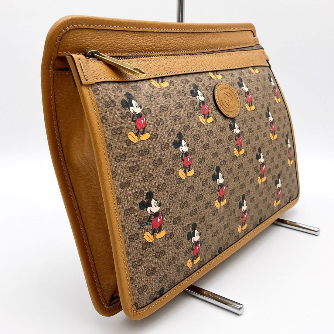 GUCCI Mickey Disney Clutch Bag Second Pouch Micro GG Brown PVC Women's 602552 - Gucci