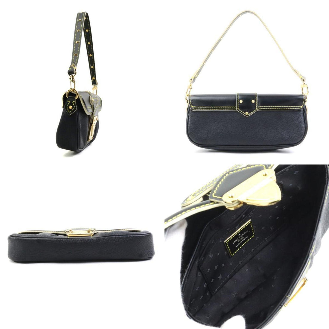 Louis Vuitton Noir Leather Clutch Bag Handbag (Pre-Owned) - Womens > Womens Handbags > Womens Top-Handles & Satchels