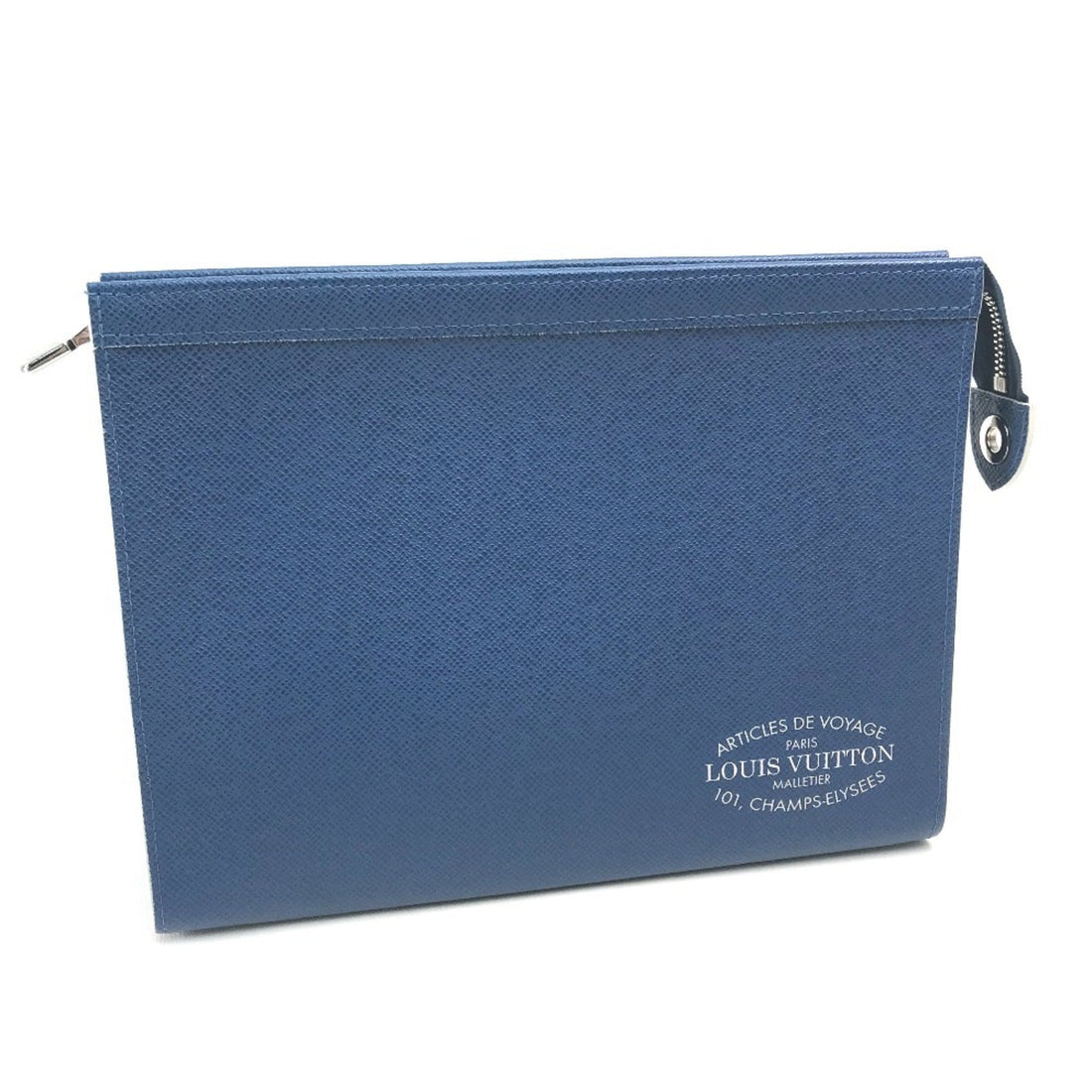 Louis Vuitton Blue Cobalt Taiga Leather Clutch Bag Pochette Pouch (Pre-Owned) - Mens > Mens Accessories > Mens Bags & Briefcases