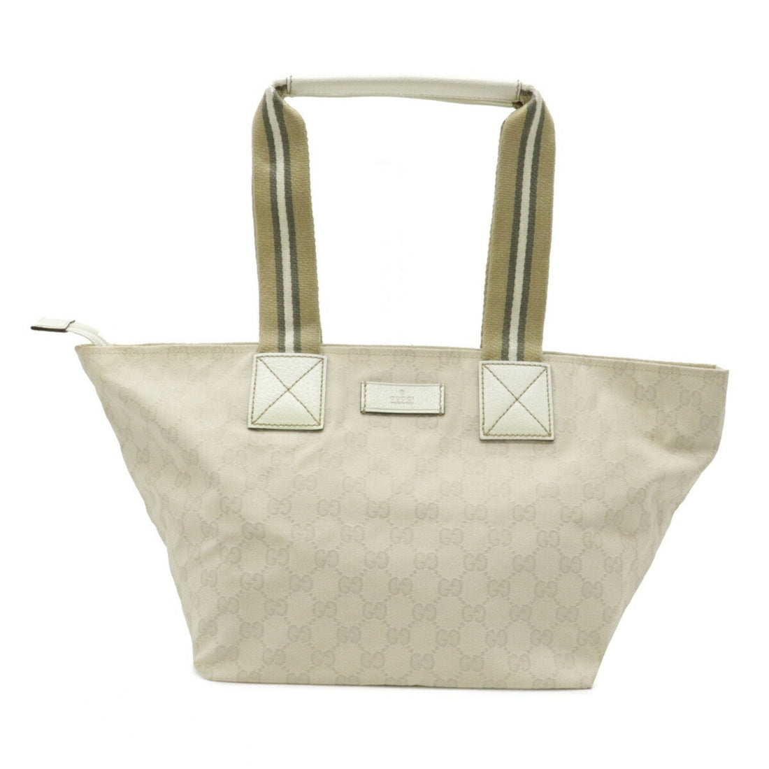 Gucci GG Canvas Sherry Line Tote Bag Shoulder Leather Ivory Beige 131230 - Gucci