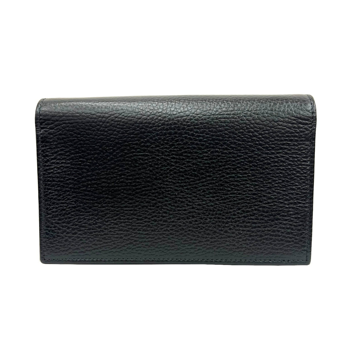 GUCCI Interlocking G Chain Shoulder Bag Long Wallet Clutch Calfskin Leather Black 615523 - Gucci
