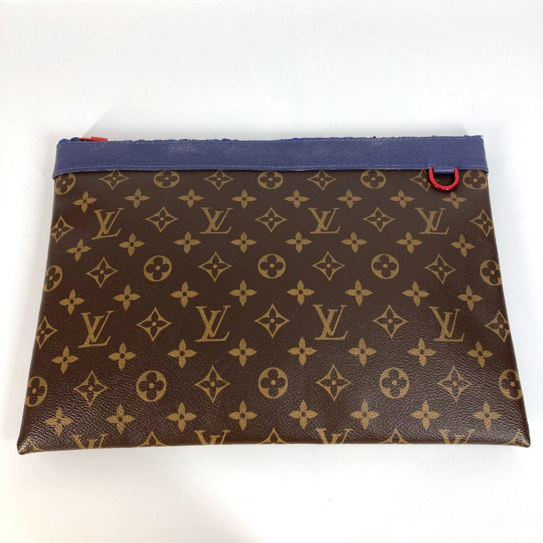 Louis Vuitton Blue Brown Red Color Monogram Canvas Clutch Bag Pochette Pouch (Pre-Owned) - Womens > Womens Handbags > Womens Clutches & Evening Bags