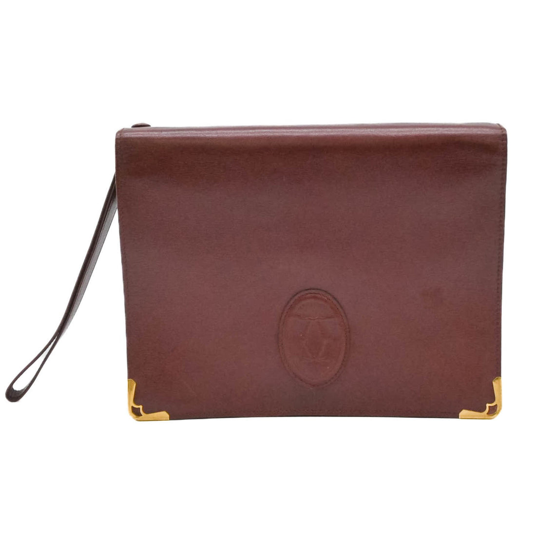 Cartier Bordeaux Red Color Leather Clutch Bag (Pre-Owned) - Womens > Womens Handbags > Womens Clutches & Evening Bags