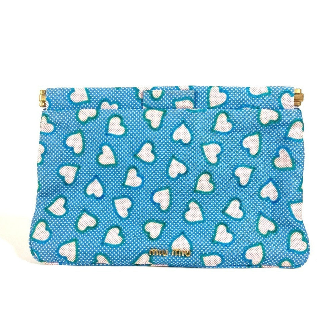 Miu Miu Blue Pink Canvas Clutch Bag Pouch (Pre-Owned) - Womens > Womens Handbags > Womens Clutches & Evening Bags
