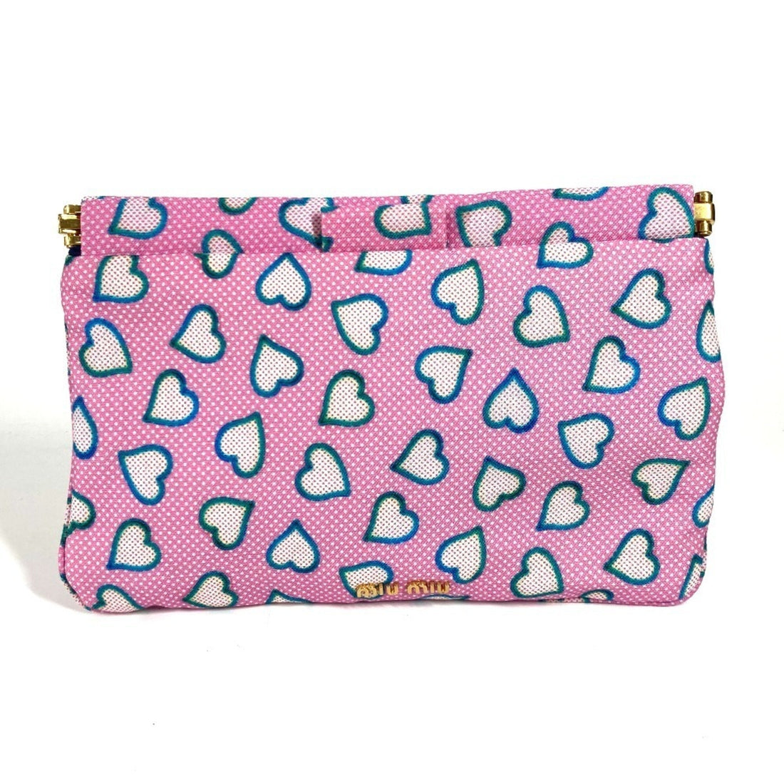 Miu Miu Blue Pink Nylon Leather Clutch Bag Pouch (Pre-Owned) - Womens > Womens Handbags > Womens Clutches & Evening Bags