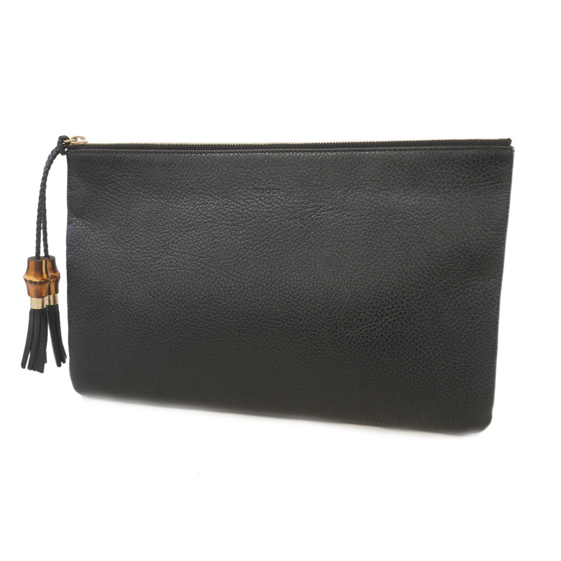 Gucci Clutch Bag Bamboo 449653 Leather Black Gold metal - Gucci