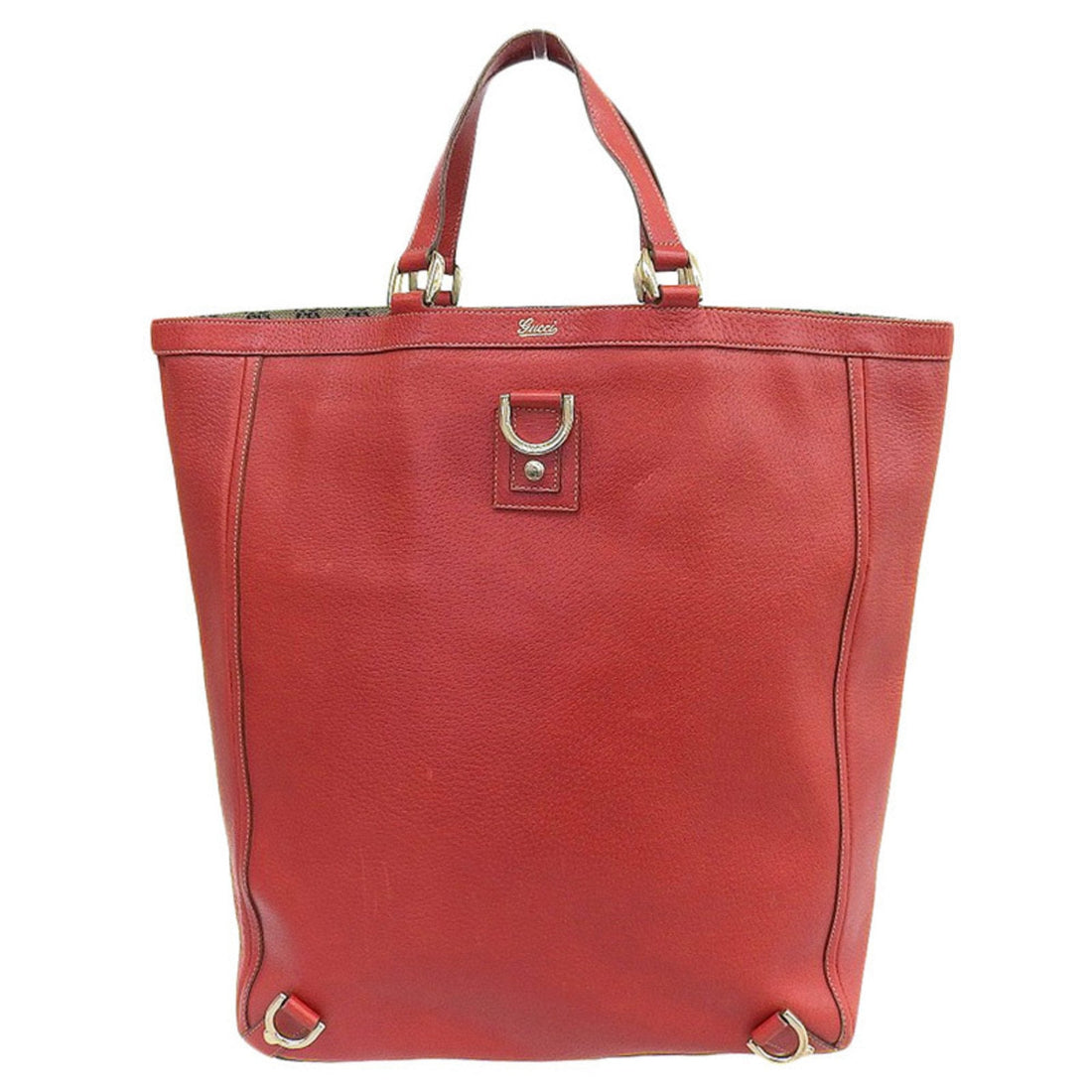 Gucci Bag Ladies Tote Handbag Abbey Leather Red 130733 Large - Gucci