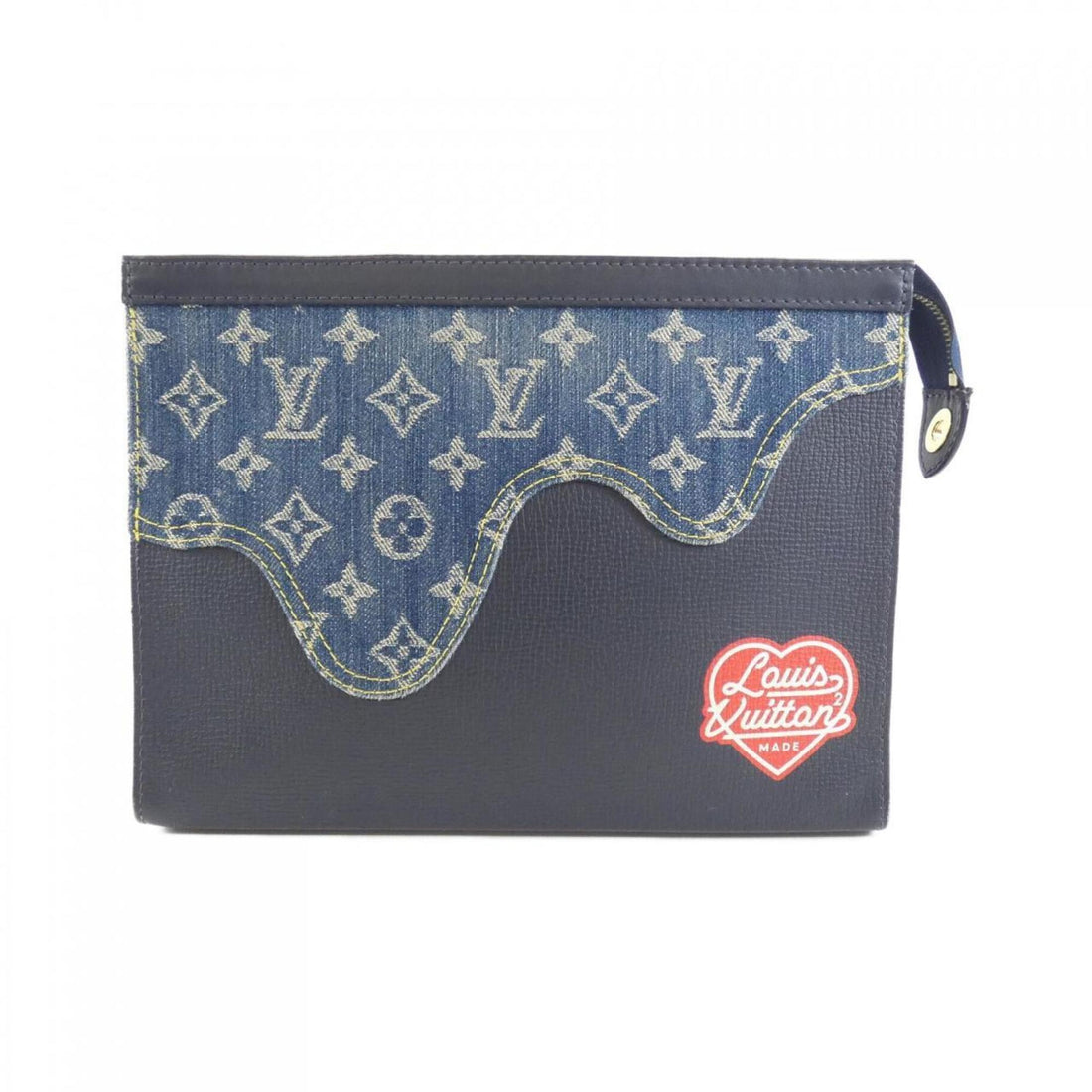 Louis Vuitton Blue Denim Leather Clutch Bag Handbag Pochette (Pre-Owned) - Womens > Womens Handbags > Womens Top-Handles & Satchels
