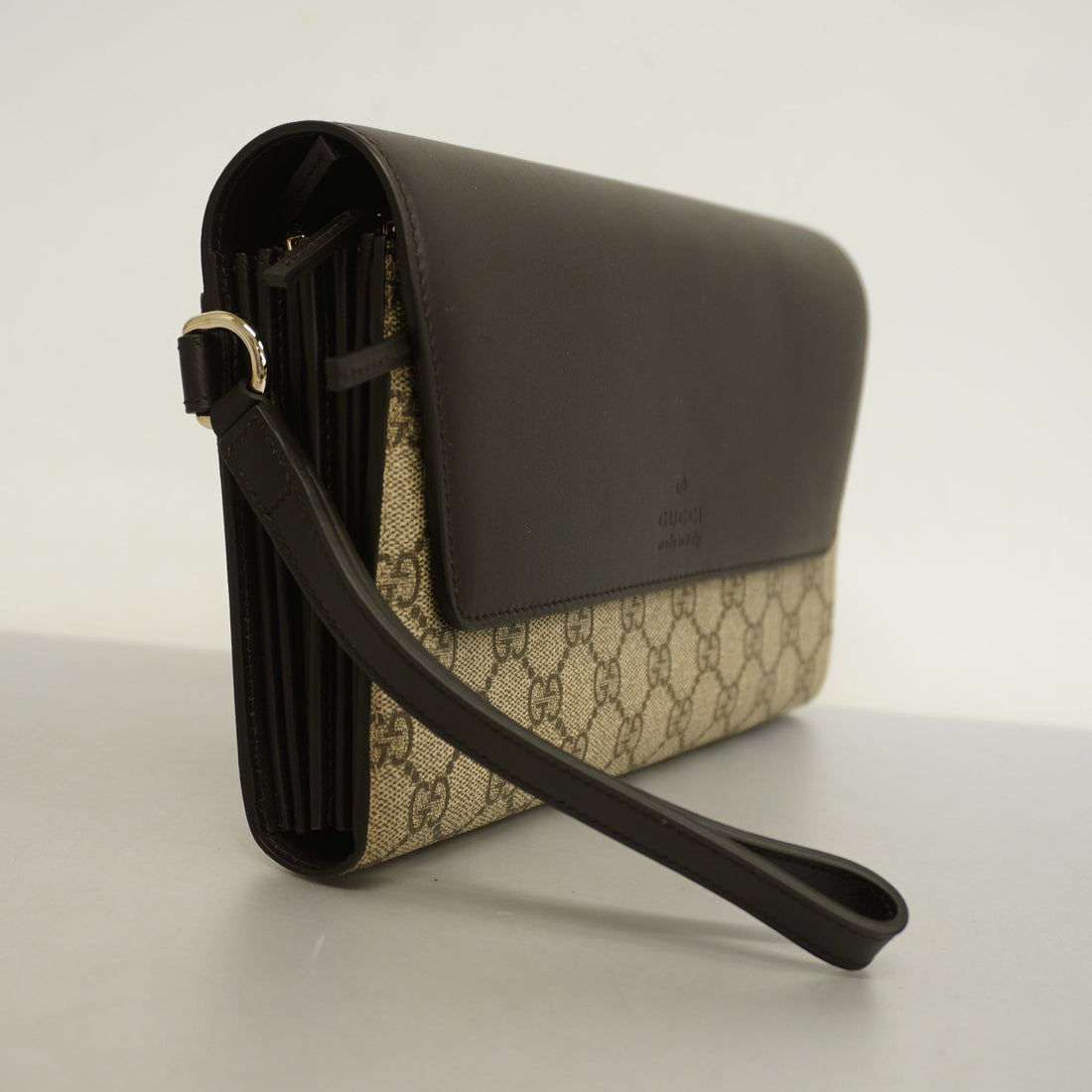GUCCI[3ca0334]   Clutch Bag GG Supreme 386852 Leather Beige Gold metal - Gucci
