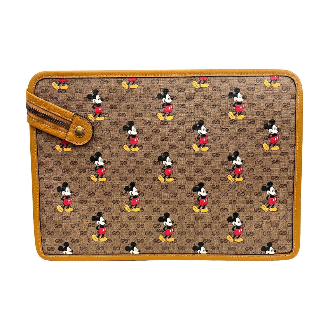 GUCCI Clutch Bag Disney Collaboration GG Supreme Mickey Brown 602552 Leather PVC Men's - Gucci