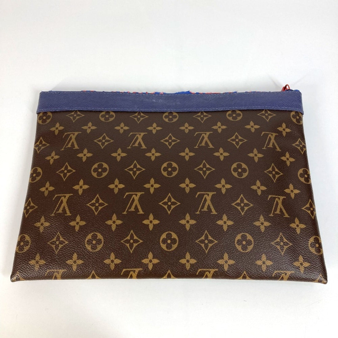 Louis Vuitton Blue Brown Red Color Monogram Canvas Clutch Bag Pochette Pouch (Pre-Owned) - Womens > Womens Handbags > Womens Clutches & Evening Bags
