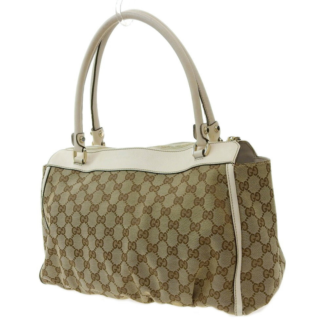 Gucci GG Canvas Tote Bag Logo Handbag Brown White 189831 002122 - Gucci