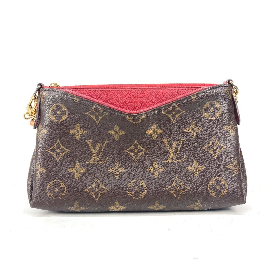 Louis Vuitton Brown Red Color Monogram Canvas Clutch Bag Shoulder Bag (Pre-Owned) - Womens > Womens Handbags > Womens Shoulder Bags & Hobos