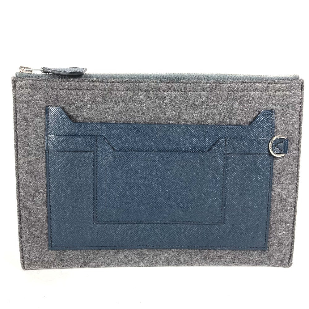 HERMES Clutch bag Felt leather gray To Doo 29 mens Used - Bag - 12