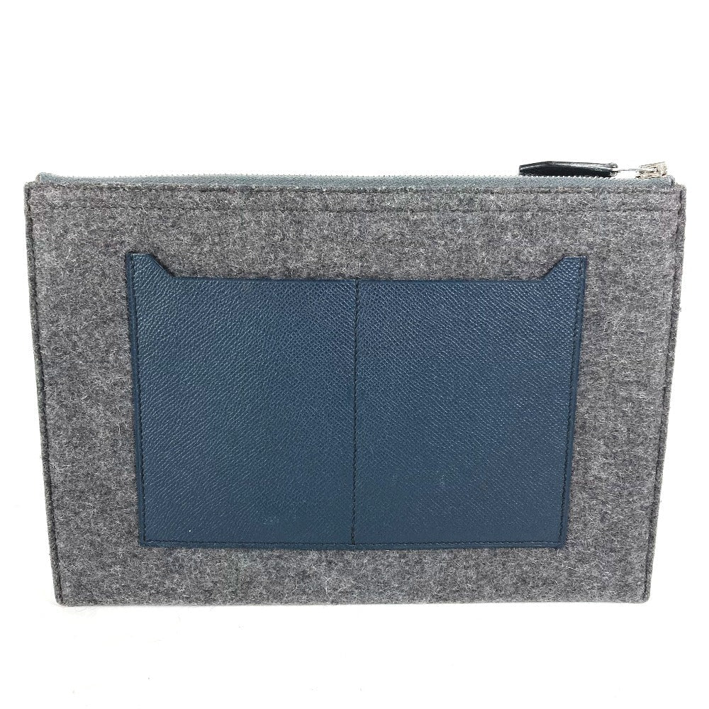 HERMES Clutch bag Felt leather gray To Doo 29 mens Used - Bag