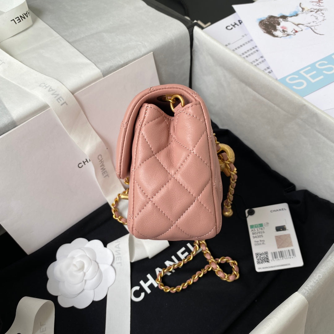CHANEL Classic Mini Flap Bag 20cm Pink Lambskin Gold Hardware - bag