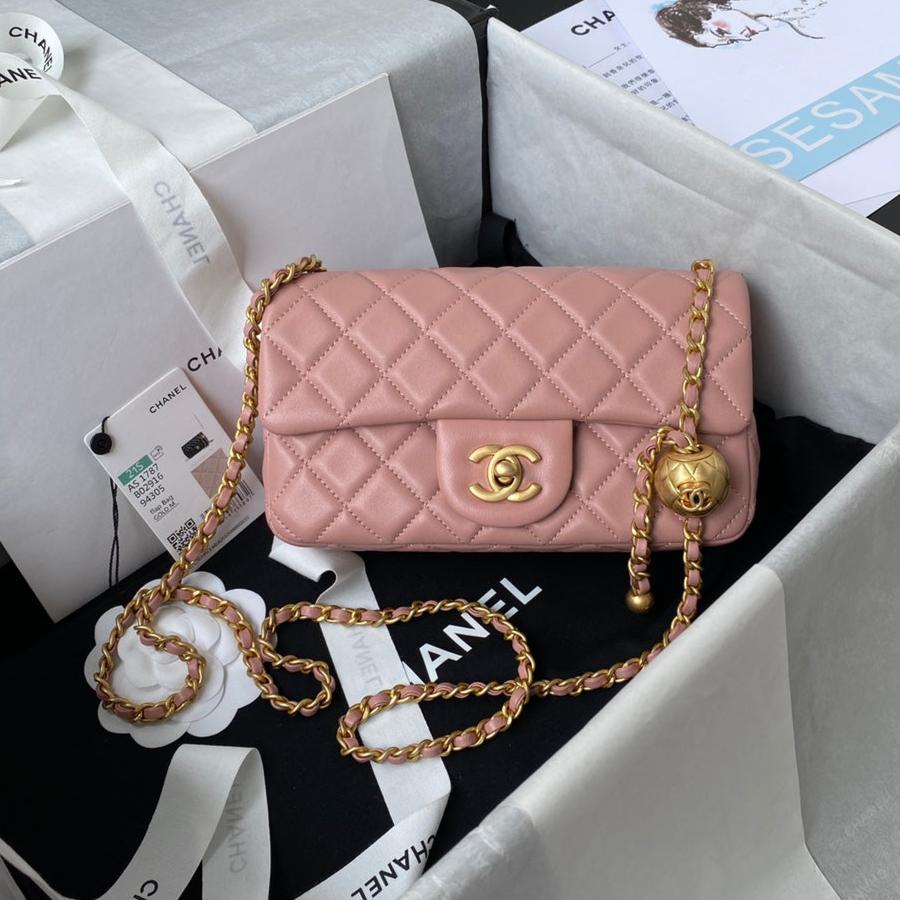 CHANEL Classic Mini Flap Bag 20cm Pink Lambskin Gold Hardware - bag