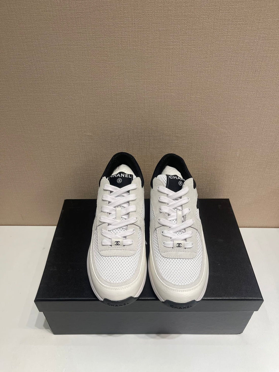 CC Sneaker White Calfskin Grey Suede