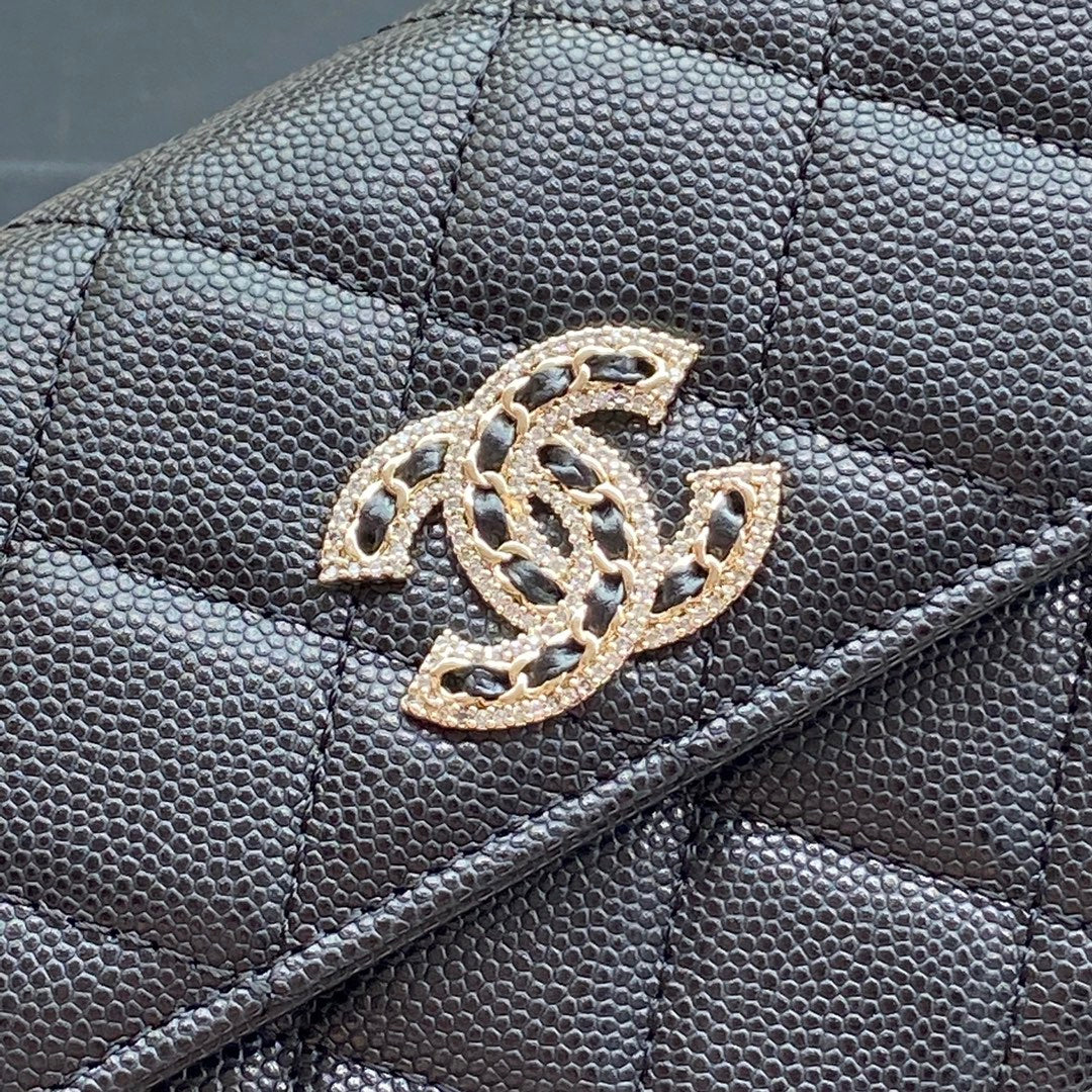 CHANEL Classic Long Wallet 19cm Black Grained Calfskin - bag