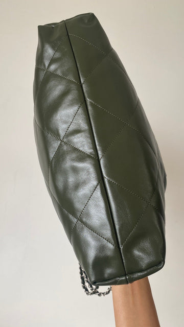 Chanel 25 Tasche Dunkelgrün Weiches Kalbsleder