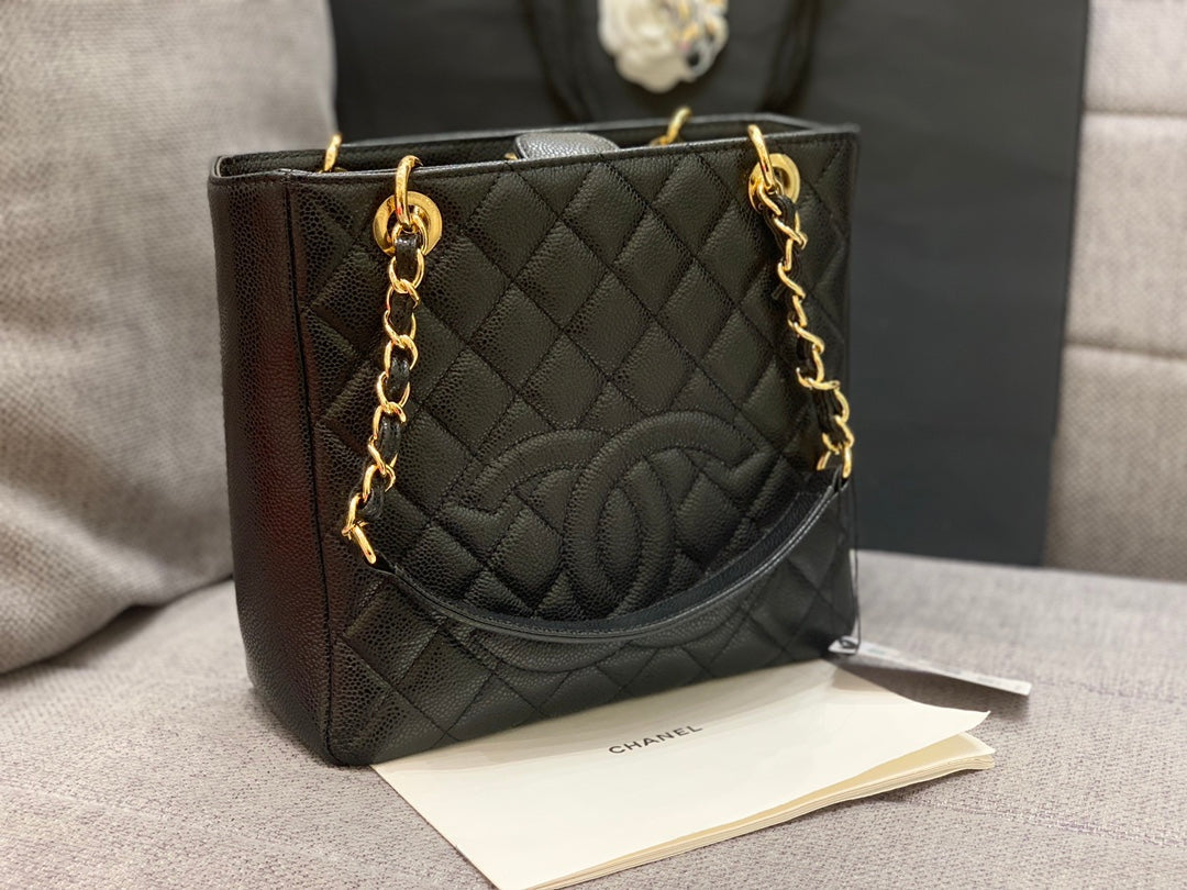 CHANEL CLASSIC GRAND SHOPPING TOTE BAG 24CM BLACK CAVIAR GOLD HARDWARE - bag