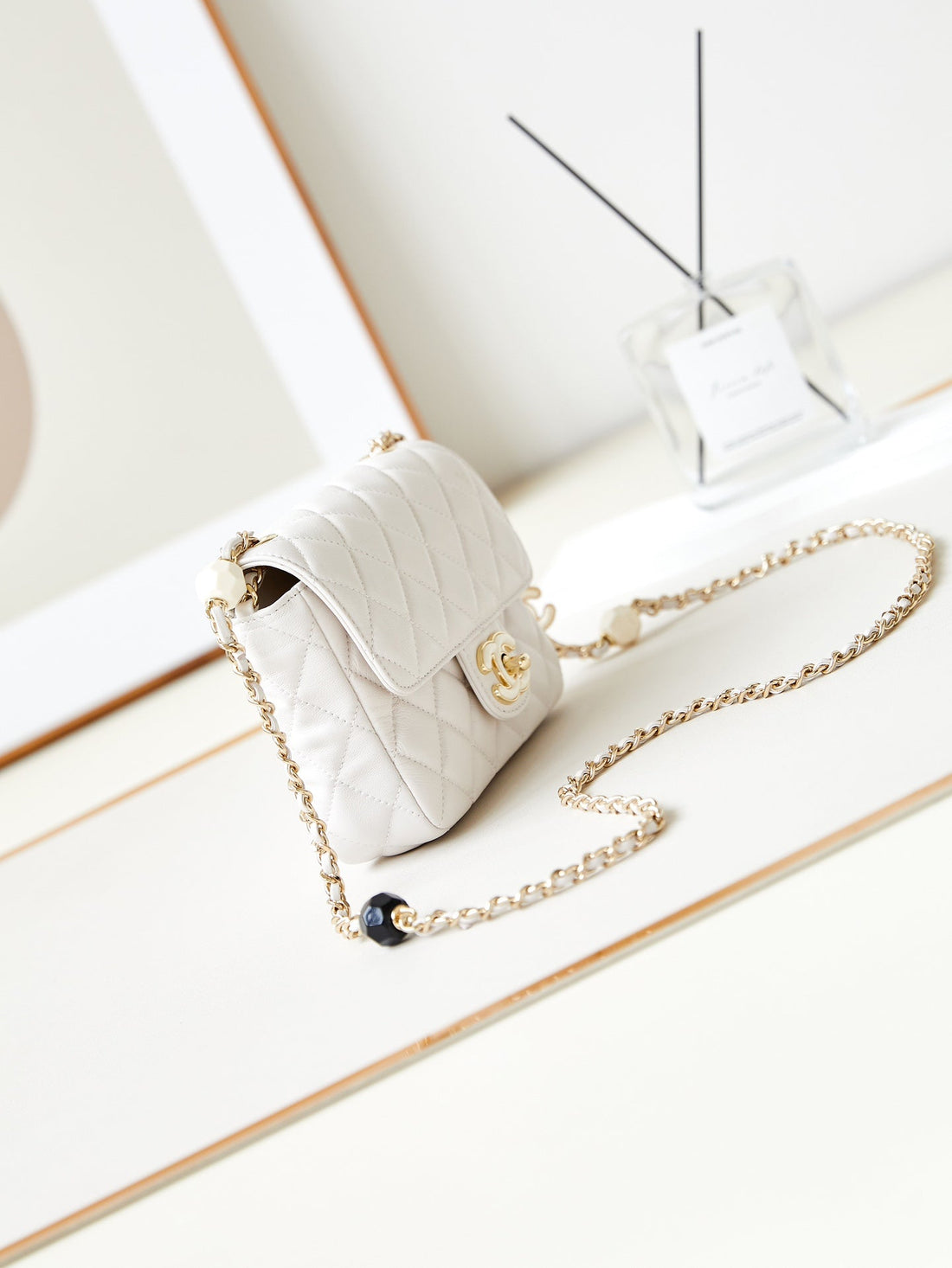 CHANEL Classic Mini Flap Bag 16cm White Lambskin Enamel Buckles 238449 - bag