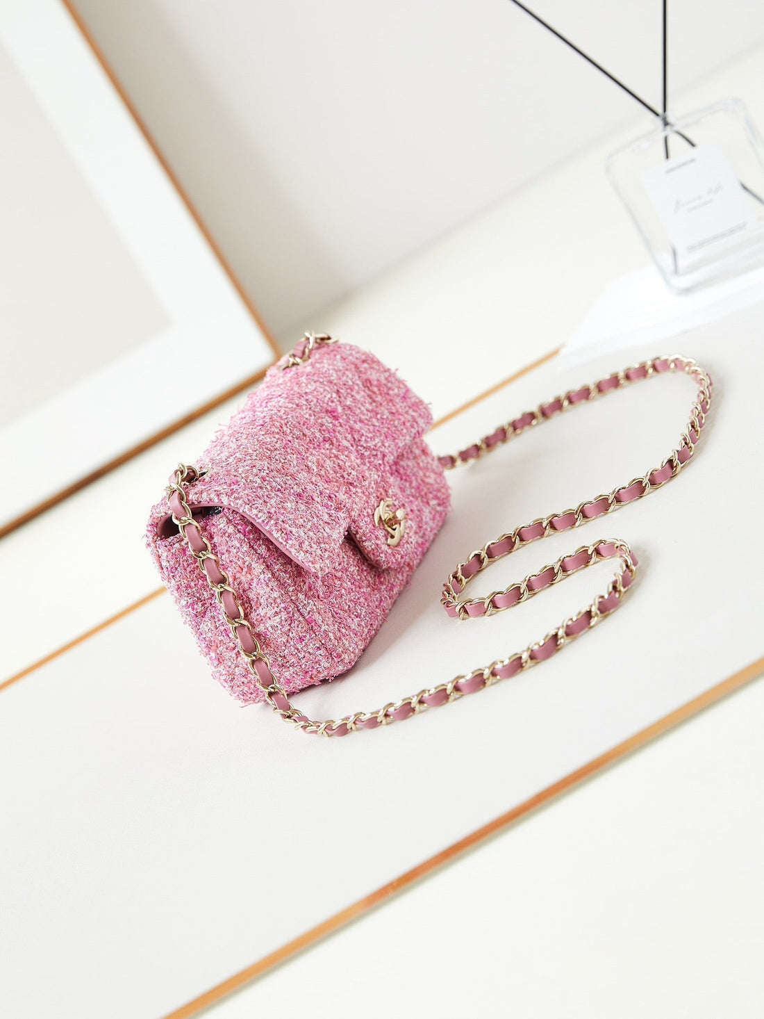 CHANEL 24p mini classic 20cm pink tweed gold hardware - bag