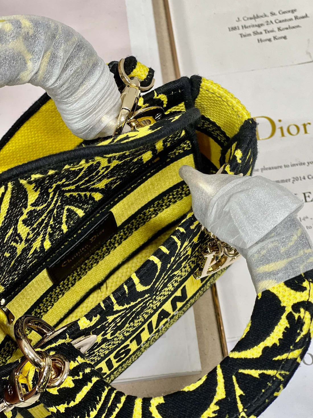 CD Flame Yellow 17 Lady Dior Bag Canvas 336745