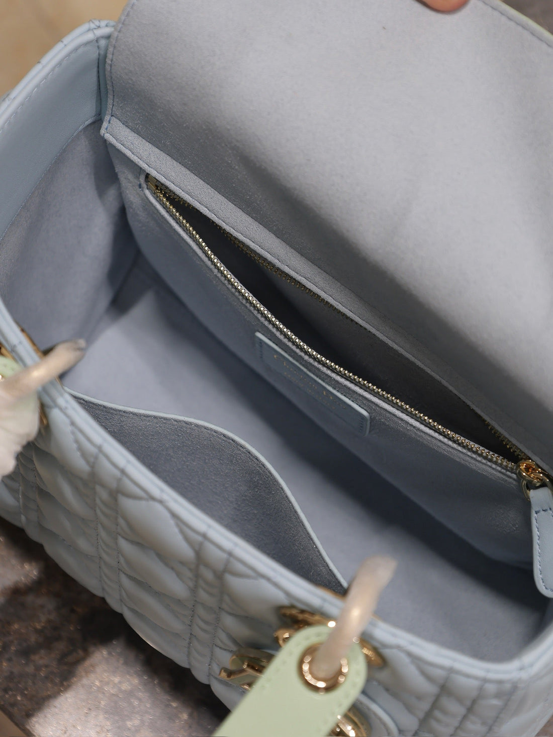 Lady Bag 20cm Celeste Blue Pale Green Lambskin