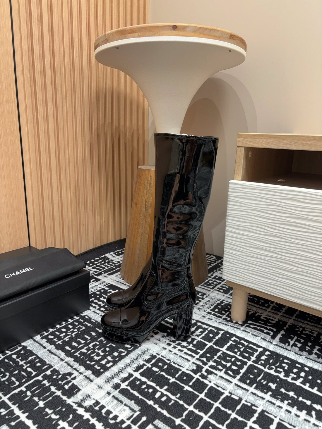 CC High Boots 90mm Black Lambskin