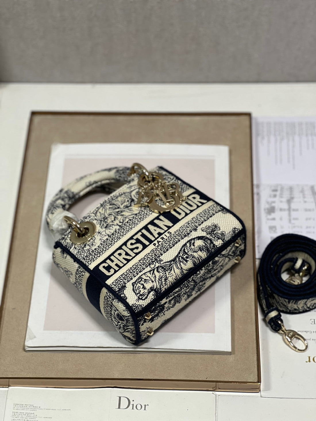 CD Old Blue Tiger 17 Lady Dior Bag Canvas 336742