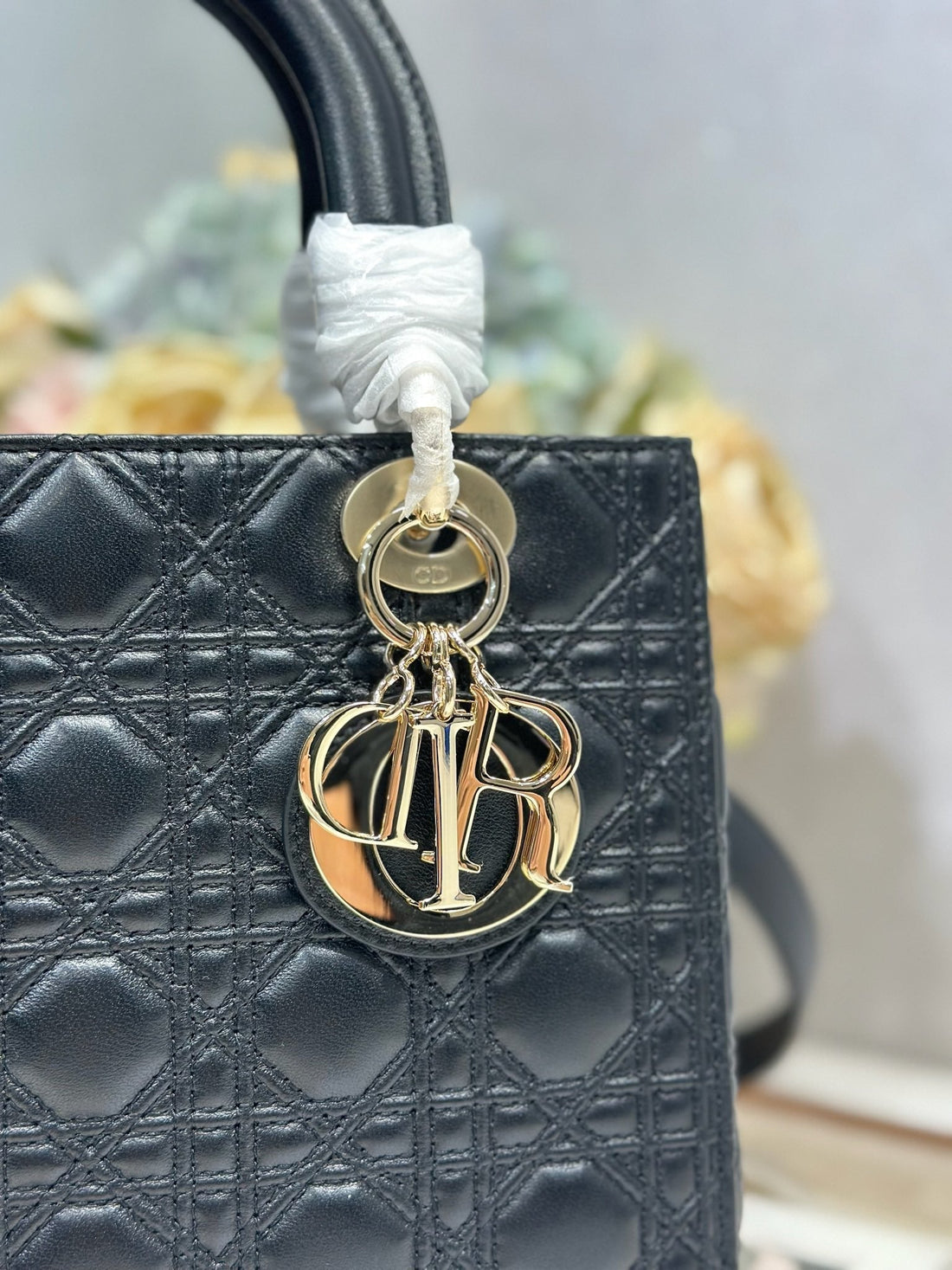 CD Medium Lady Dior 24 Bag Black Lambskin