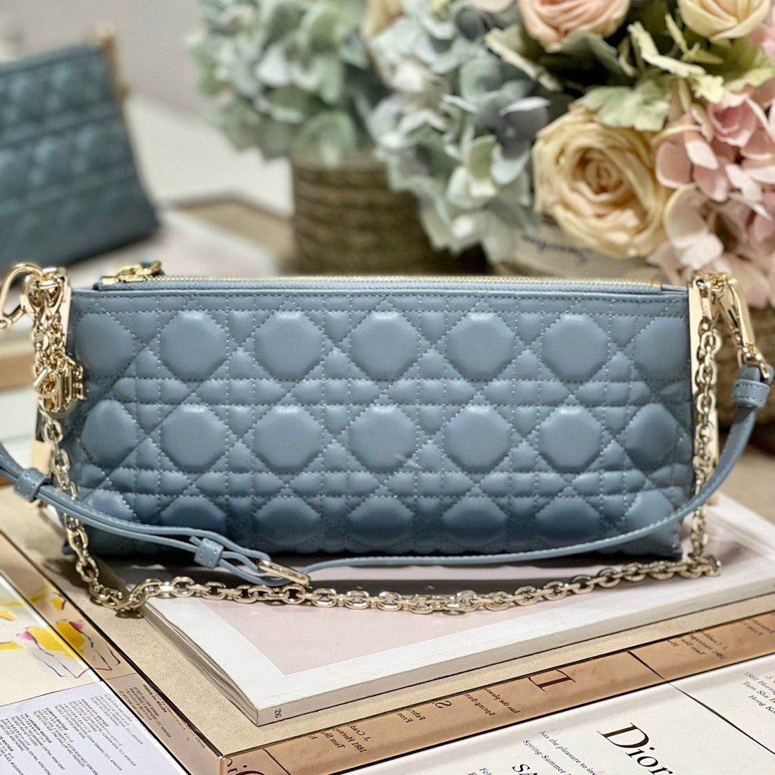 CD Dior Club Handbag Cloud Blue Lambskin 336789