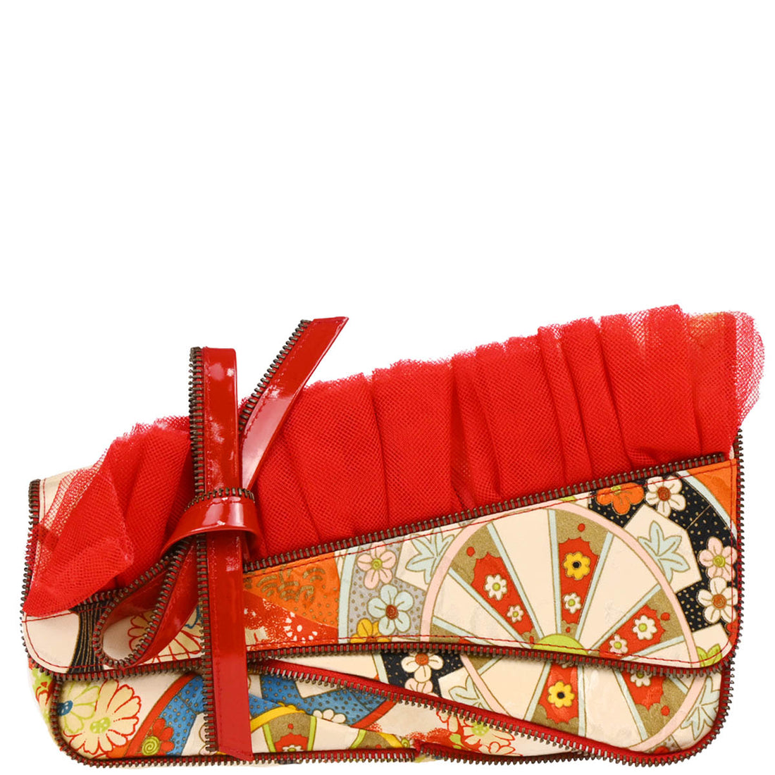Christian 2001 Dior Multicolor Silk Embroidered Saddle Clutch - Handbag & Wallet Accessories