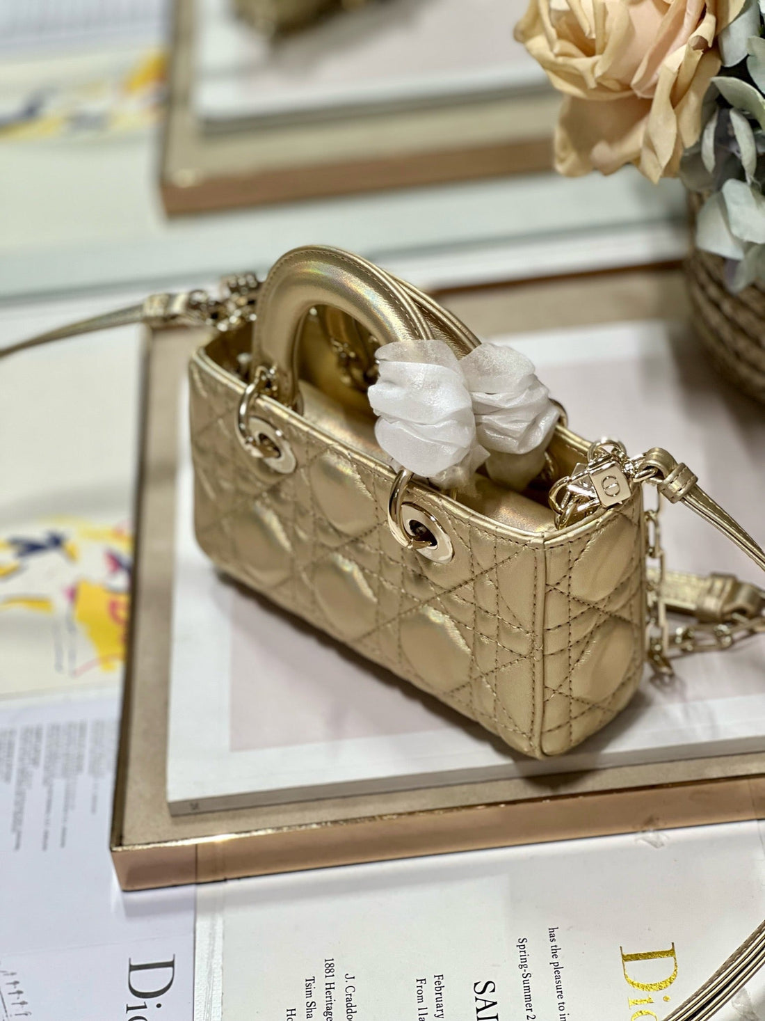 CD Lady D-Joy 16 Gold Lambskin 336621