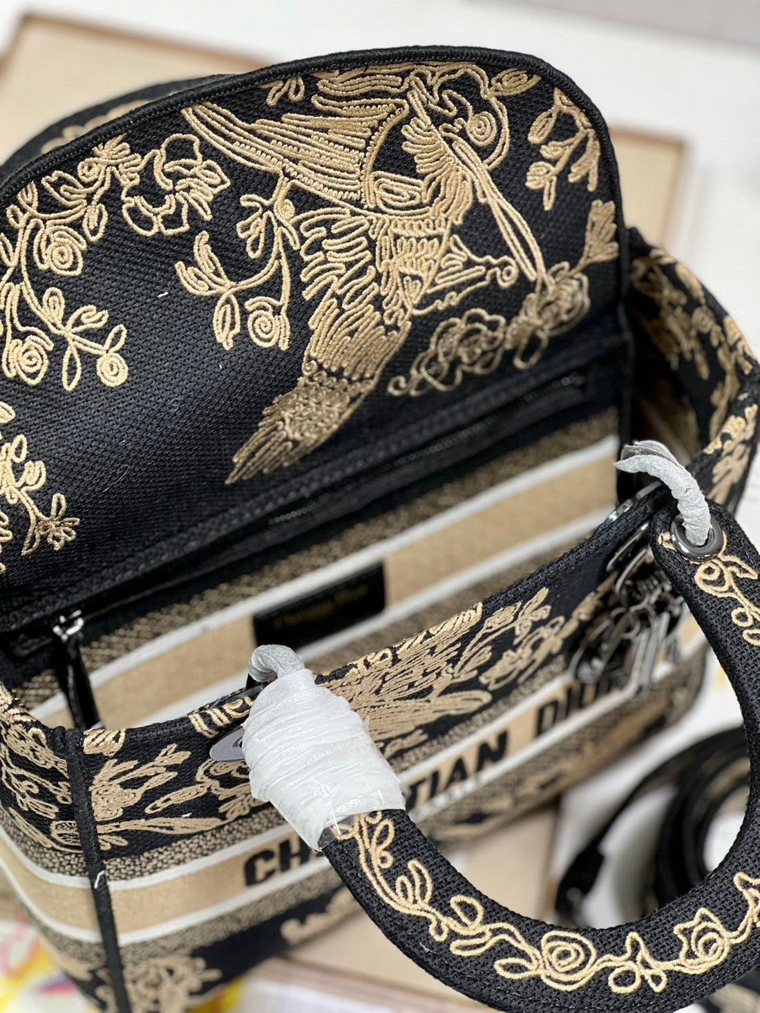 CD Black Phoenix 24 Lady Dior Bag Canvas 336712