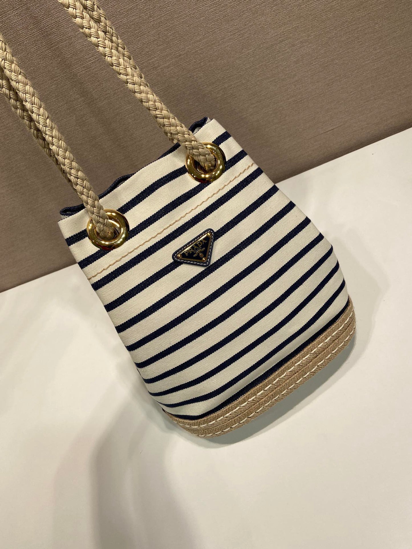 Prada Striped Bucket Bag Frabic