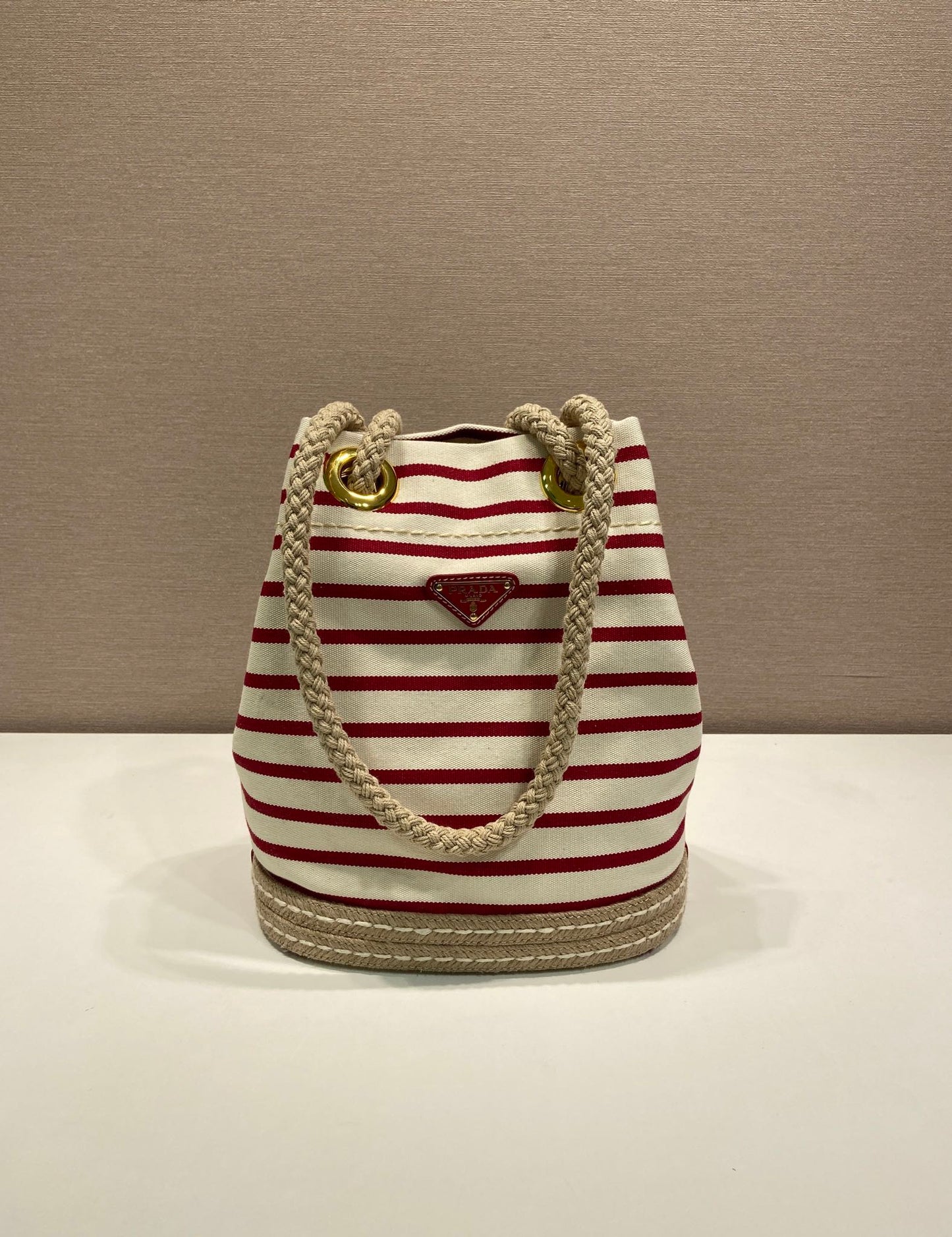 Prada Striped Bucket Bag Frabic