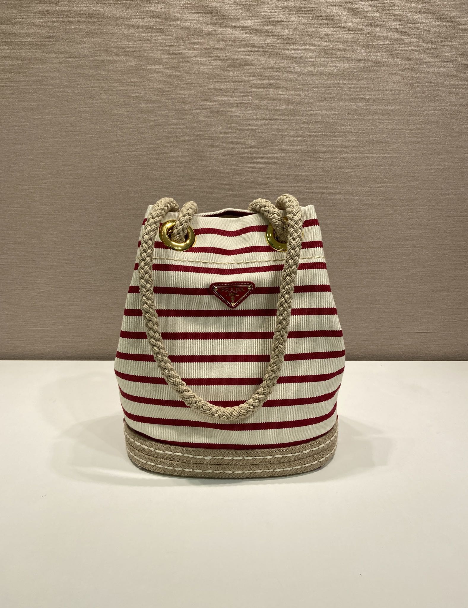 Prada Striped Bucket Bag Frabic