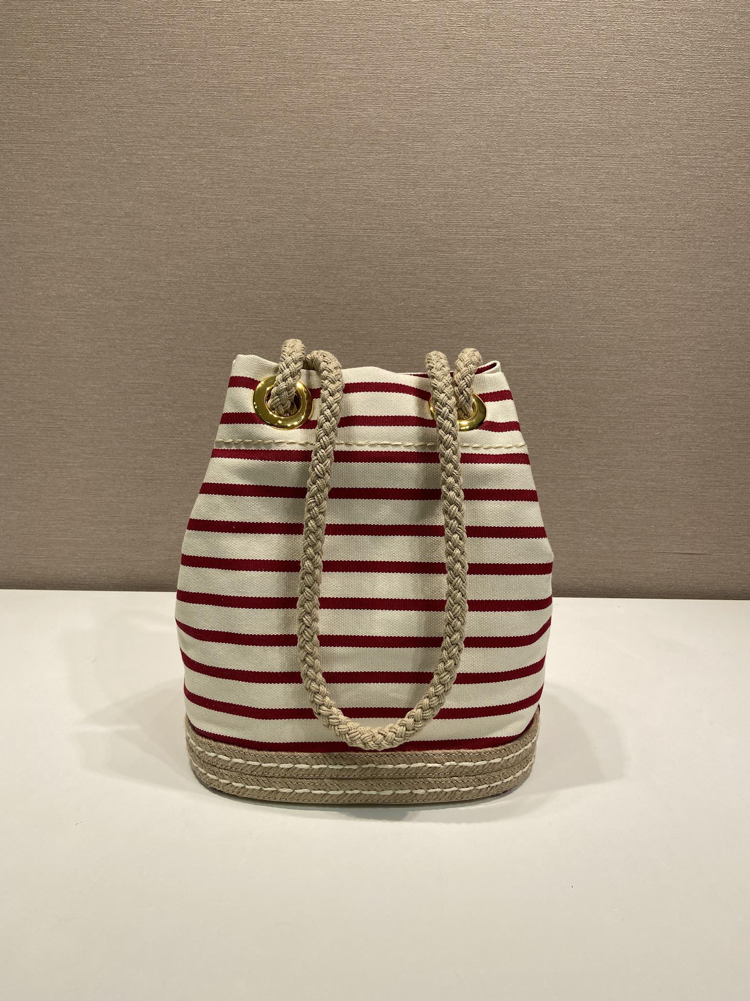 Prada Striped Bucket Bag Frabic