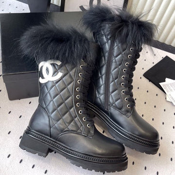 CC 25 Boot Black White Cowhide Fur 514093