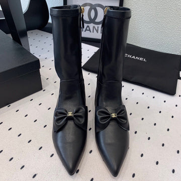 CC 25 Bow-knot Short Boot Black Sheepskin 514063