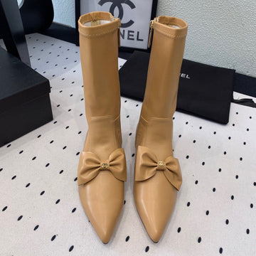 CC 25 Bow-knot Short Boot Camel Sheepskin 514065