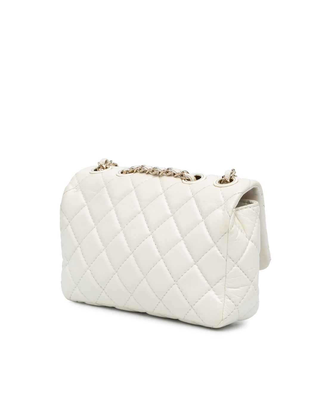 Small Mix Quilted Aged Calfskin Clutch Flap with Chain Strap and Turn Lock Closure - Handbags, Wallets & Cases