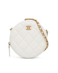 Quilted Lambskin Pearl Crush Round Clutch with Chain - Handbags, Wallets & Cases